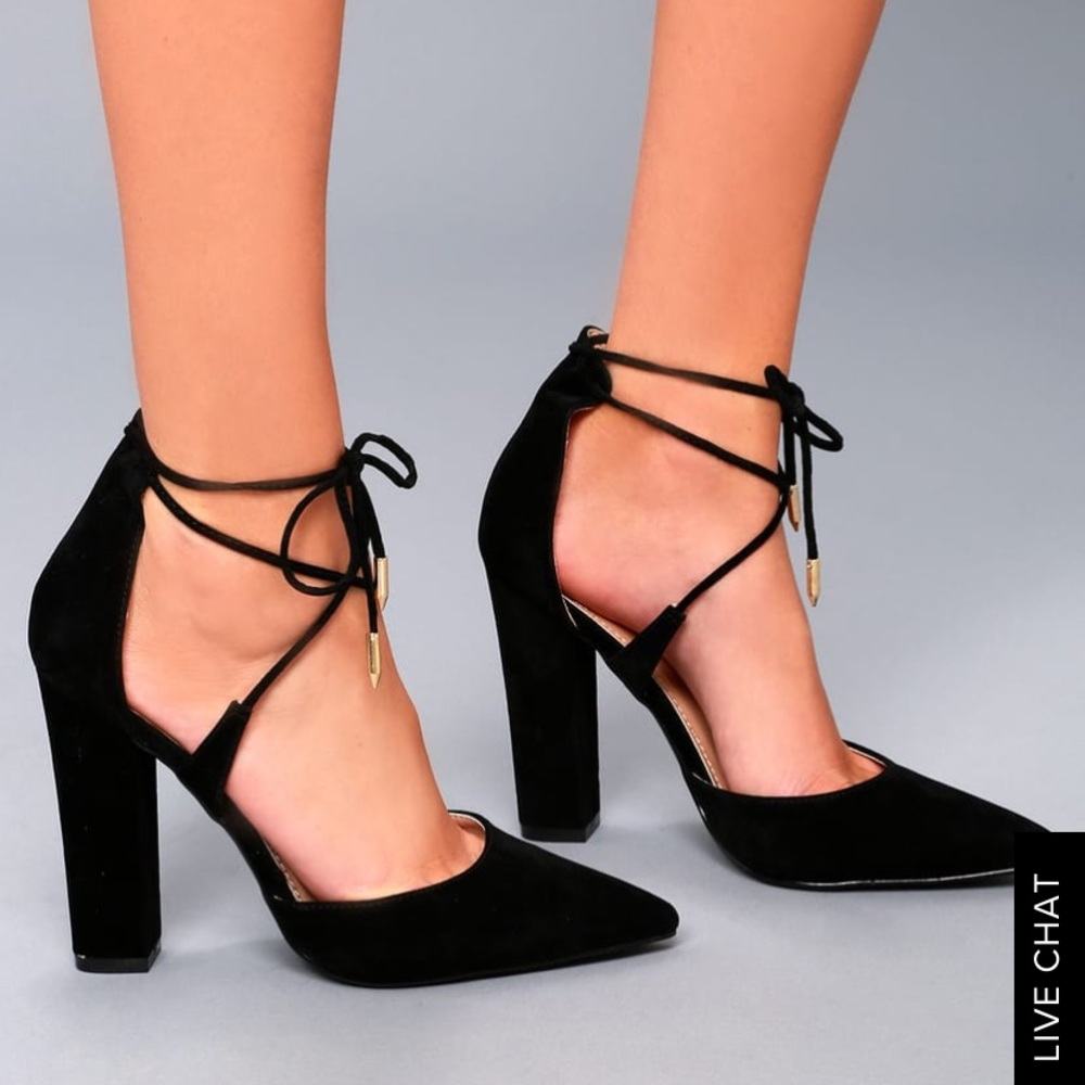Lulus Pointed Toe Lace up High Heels